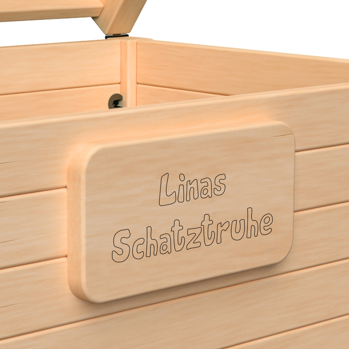 Schatztruhe personalisiert mit Namen Schriftzug Gravur